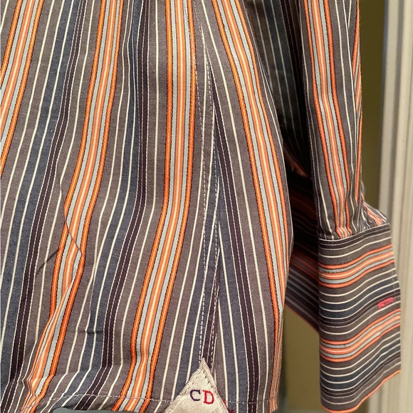 Coton Doux styled in France men’s fitted blue and orange striped‎ shirt - Picture 9 of 10